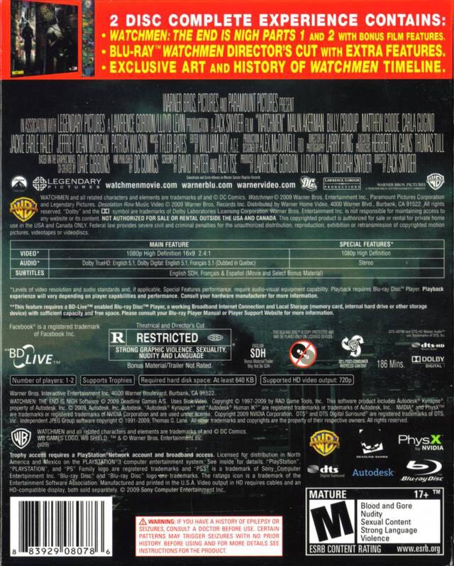 Watchmen: The End is Nigh - Sony PlayStation 3 (PS3) (Deadline Games - 1-2) video game collectible [Barcode 883929080786] - Main Image 2