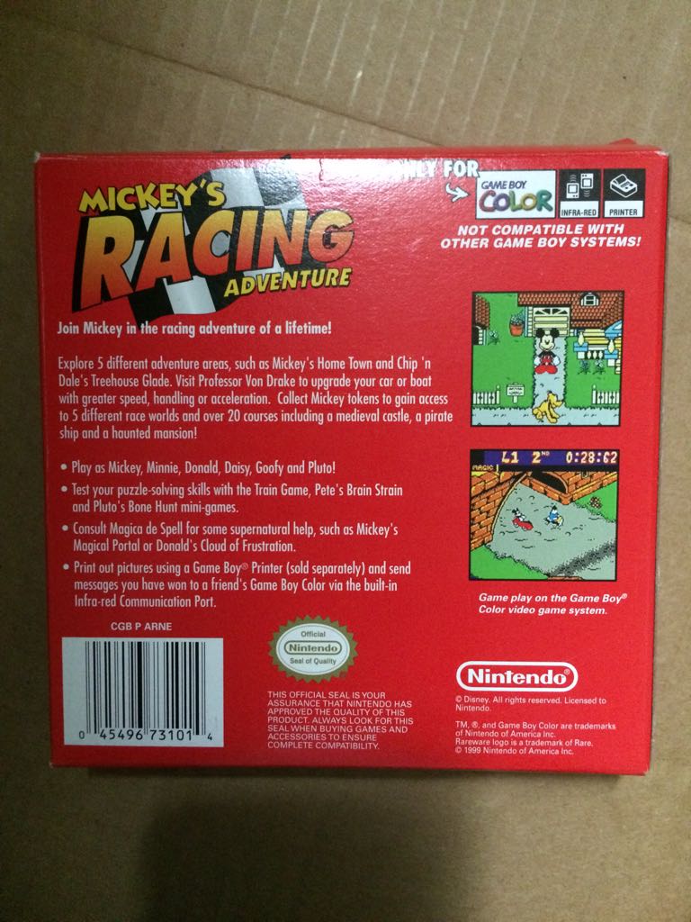 Mickey’s Racing Adventure - Nintendo Game Boy (Nintendo - 1) video game collectible [Barcode 045496731014] - Main Image 2