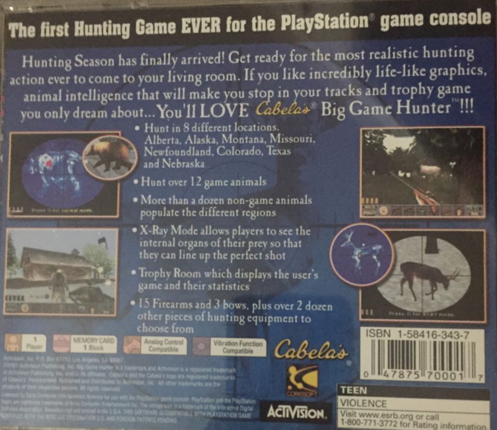 Cabela’s Big Game Hunter - Sony PlayStation video game collectible - Main Image 2