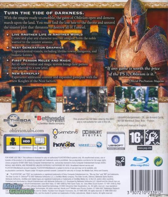 The Elder Scrolls IV: Oblivion - PC (Bethesda Softworks - 1) video game collectible [Barcode 710425312953] - Main Image 2