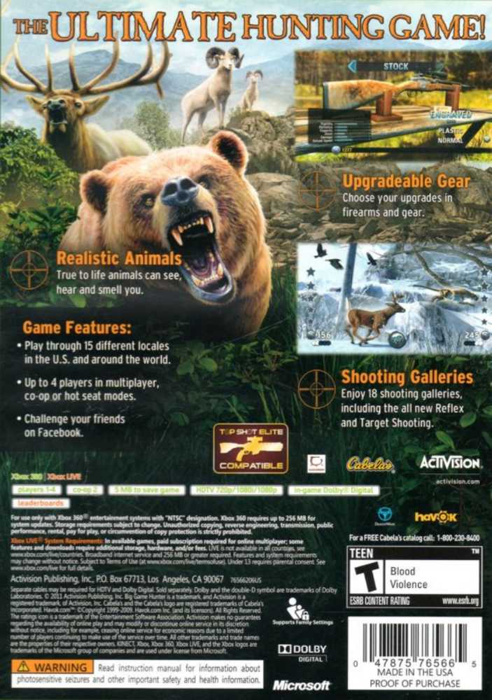 Cabela’s Big Game Hunter 2012 - Microsoft Xbox 360 (Activison - 1) video game collectible [Barcode 047875765672] - Main Image 2
