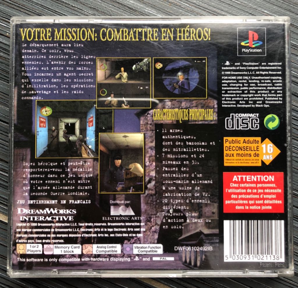 Medal of Honor - Sony PlayStation ((EA) Electronic Arts - 1-2) video game collectible [Barcode 5030931021138] - Main Image 2