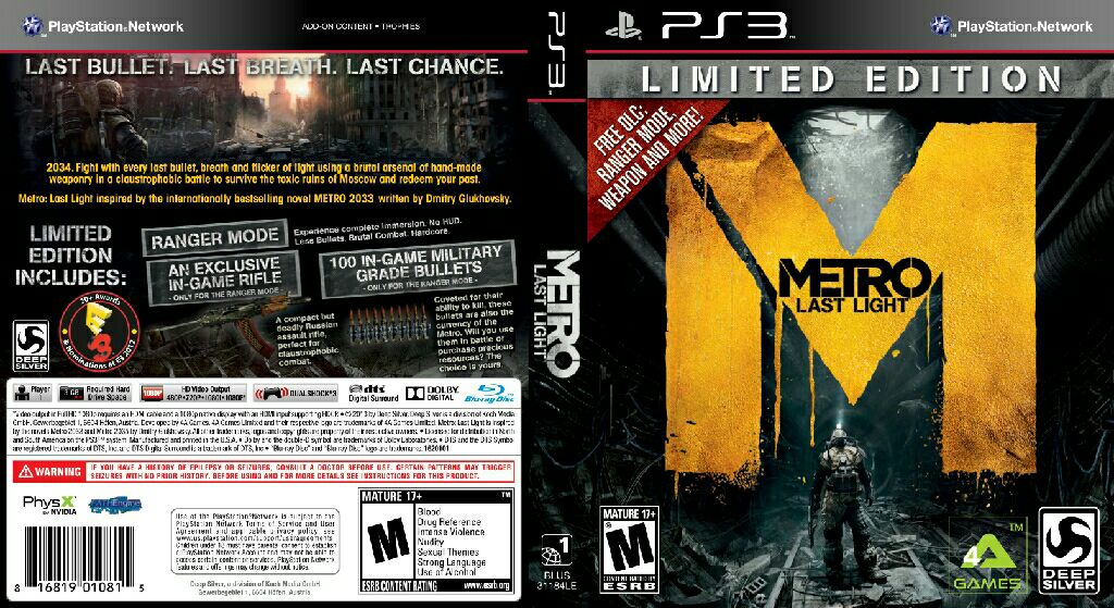 Metro Last Light - Sony PlayStation 3 (PS3) (Deep Silver - 1) video game collectible [Barcode 4020628513061] - Main Image 2
