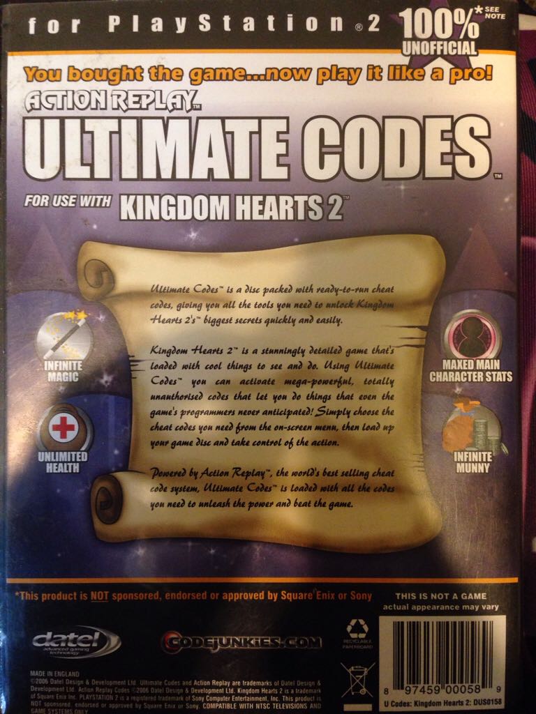 Ultimate Codes: Kingdom Hearts 2 - Sony PlayStation 2 (PS2) video game collectible [Barcode 897459000589] - Main Image 2