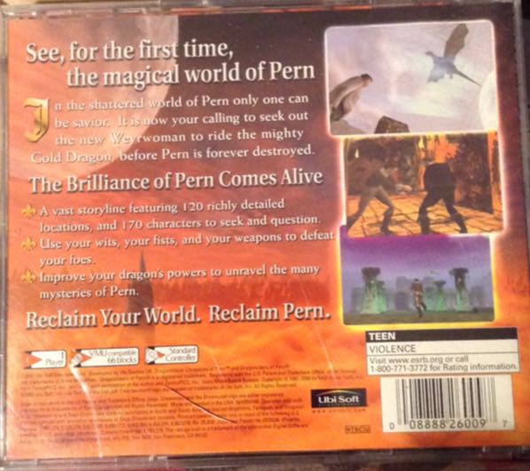 Dragon Riders: Chronicles Of Pern - Sega Dreamcast (Ubi Soft - 1) video game collectible [Barcode 008888260097] - Main Image 2