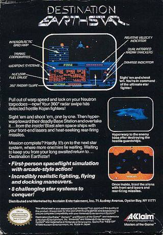 Destination Earthstar - Nintendo Entertainment System (NES) (Acclaim Enternainment) video game collectible - Main Image 2
