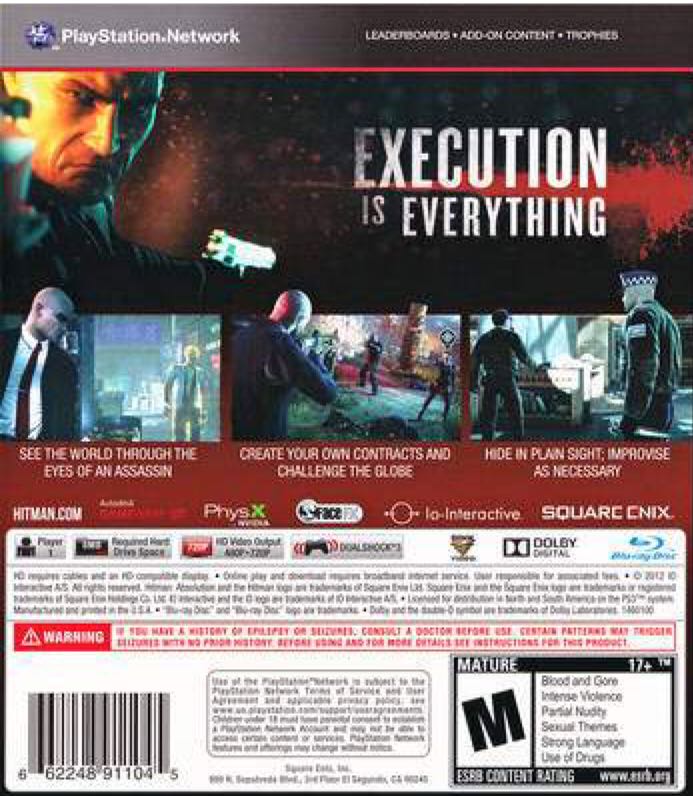 Hitman: Absolution - Sony PlayStation 3 (PS3) (Square Enix - 1) video game collectible [Barcode 662242972325] - Main Image 2