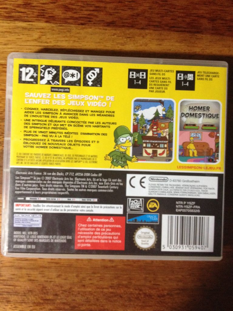 Les Simpson Le Jeu - Nintendo DS video game collectible [Barcode 5030931059407] - Main Image 2