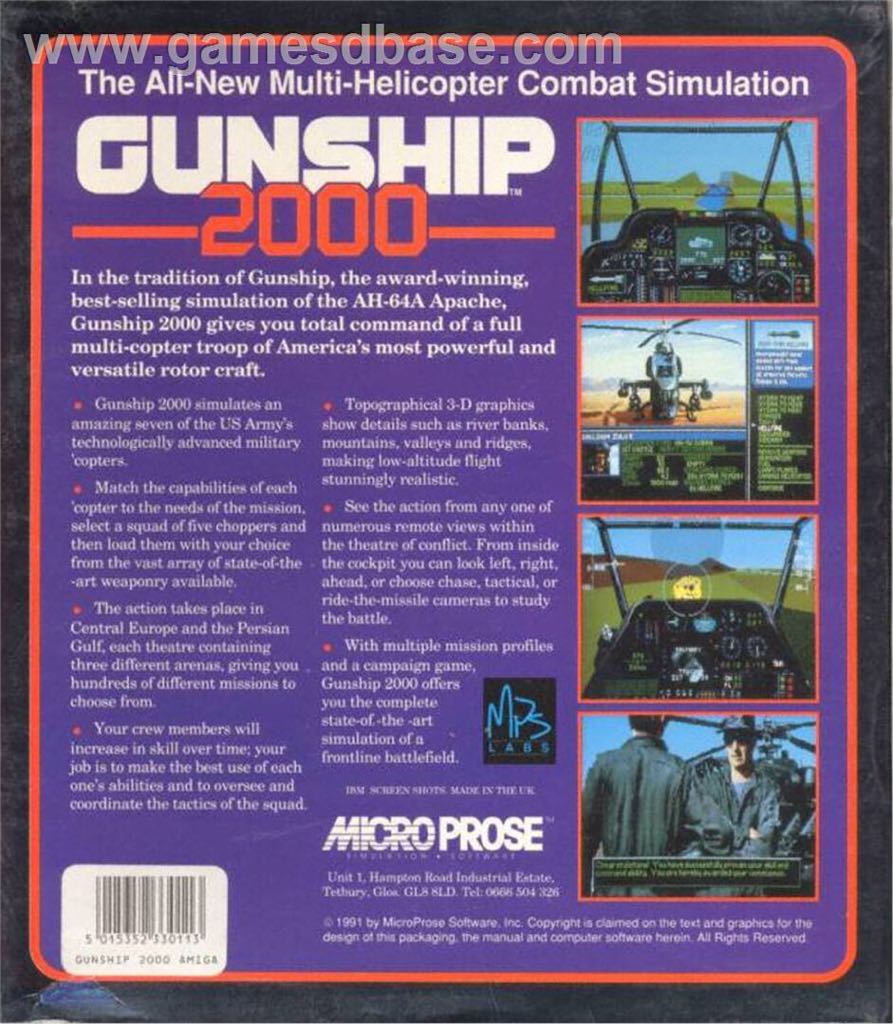 Gunship 2000 - Commodore Amiga (1) video game collectible - Main Image 2
