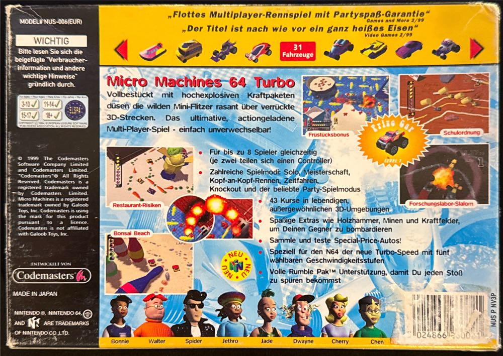 Micro Machines 64 Turbo - Nintendo 64 (N64) (Nintendo - 1-4) video game collectible [Barcode 5024866260021] - Main Image 2