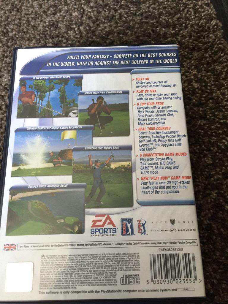 Tiger Woods PGA Tour 2001 - Sony PlayStation 2 (PS2) ((EA) Electronic Arts - 1-4) video game collectible [Barcode 5030930023553] - Main Image 2
