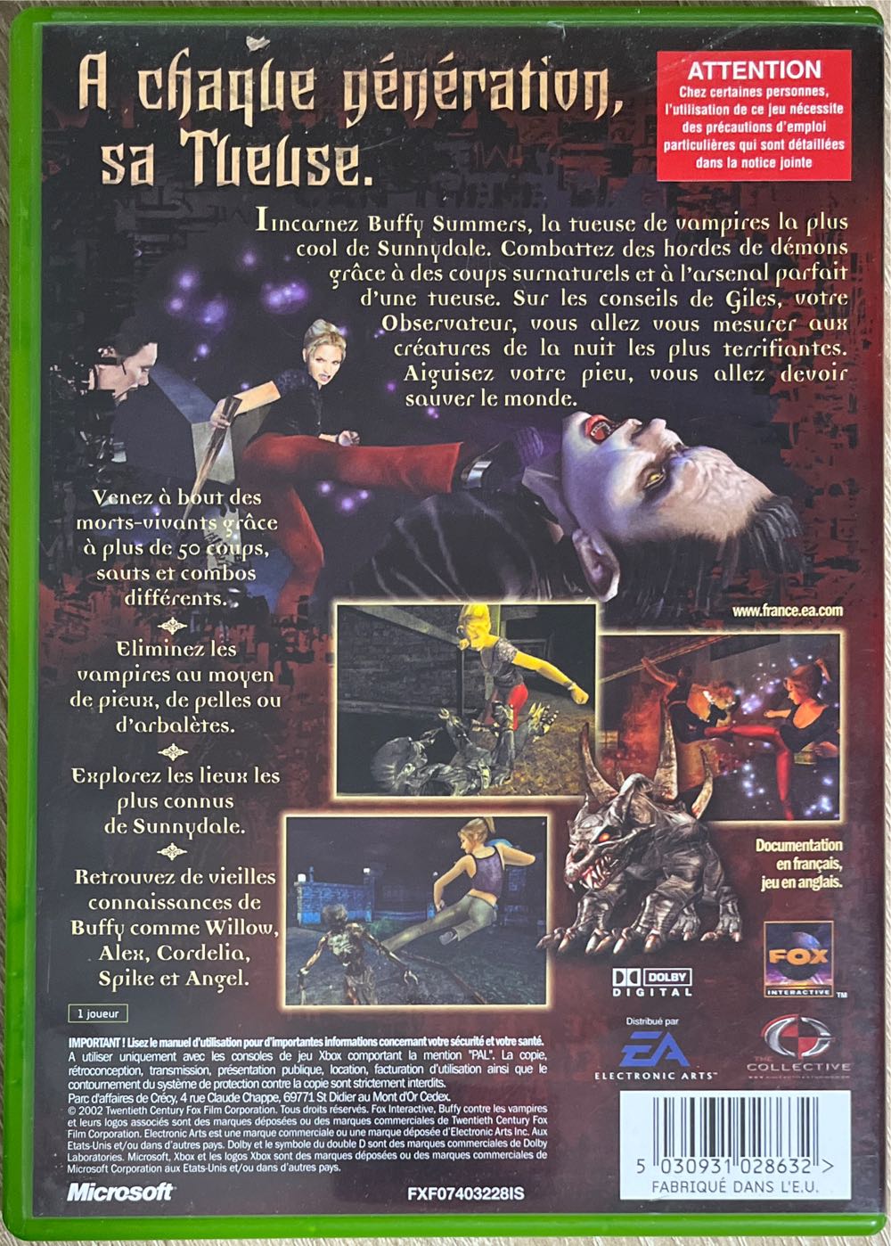 Buffy Contre Les Vampires - Microsoft Xbox (Electronic Arts/EA Games - 1) video game collectible [Barcode 5030931028632] - Main Image 2