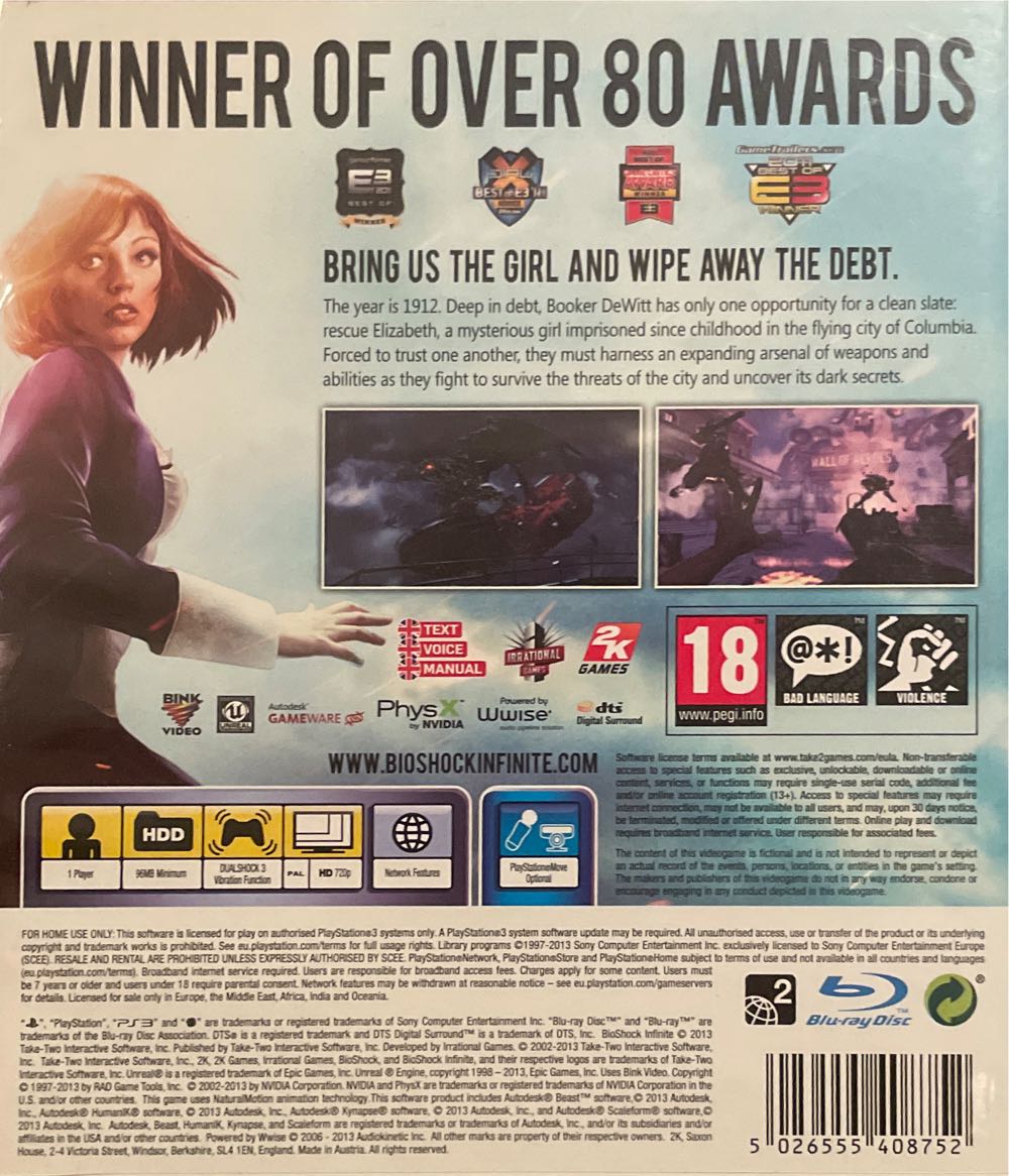 Bioshock Infinite - Sony PlayStation 3 (PS3) (2K Games - 1) video game collectible [Barcode 5026555408752] - Main Image 2