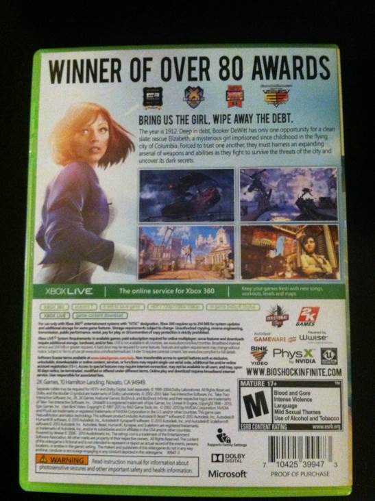 Bioshock Infinite - Microsoft Xbox 360 (Backwards compatible - 1) video game collectible [Barcode 710425399473] - Main Image 2