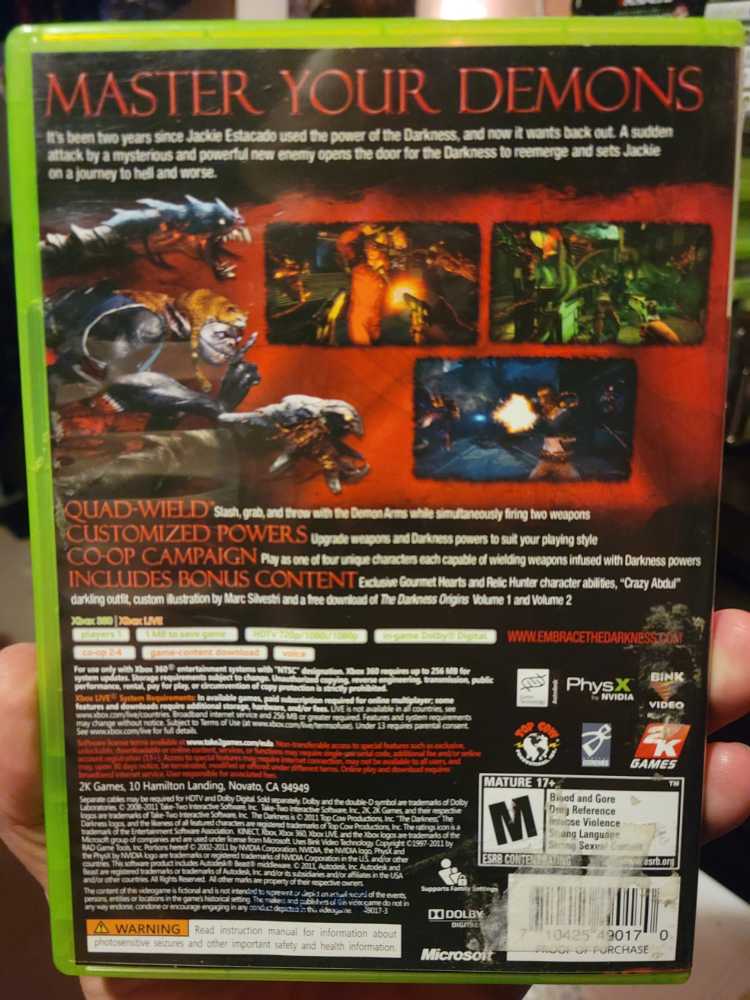 The Darkness II - Microsoft Xbox 360 (2K Games - 4) video game collectible [Barcode 710425490170] - Main Image 3