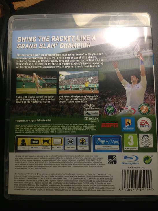 Grand Slam Tennis 2 - Sony PlayStation 3 (PS3) (Electronic Arts/EA Games - 4) video game collectible [Barcode 5030930105099] - Main Image 2