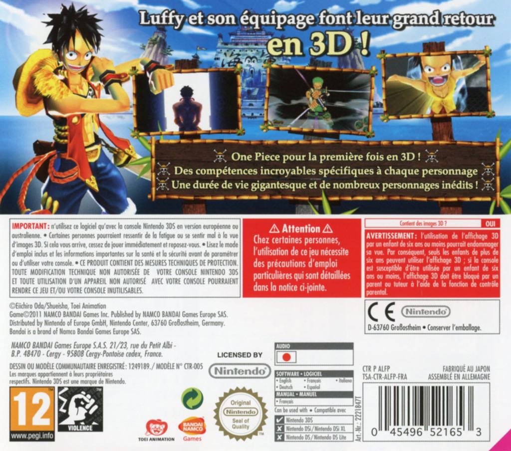 One Piece Unlimited Cruise SP - Nintendo 3DS (Bandai Co., Ltd. - 1) video game collectible [Barcode 045496521721] - Main Image 2