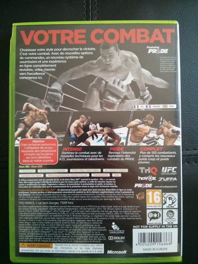 UFC Undisputed 3 - Microsoft Xbox 360 (THQ - 1-2) video game collectible [Barcode 4005209156868] - Main Image 2