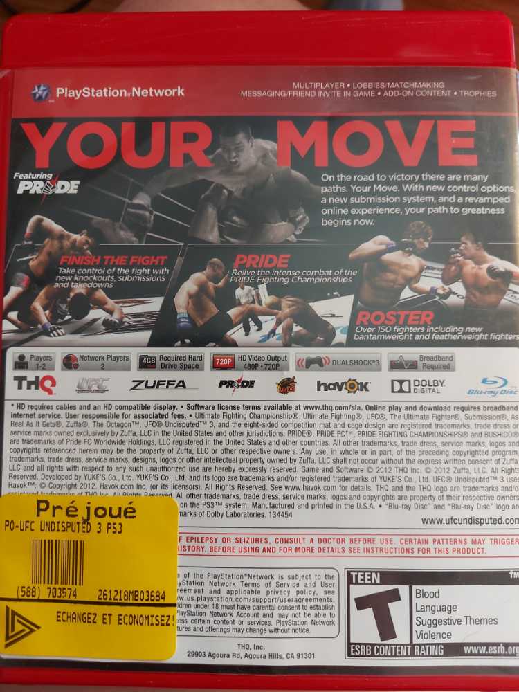 UFC 3 Undisputed  - Sony PlayStation 3 (PS3) (THQ) video game collectible [Barcode 4005209169523] - Main Image 2