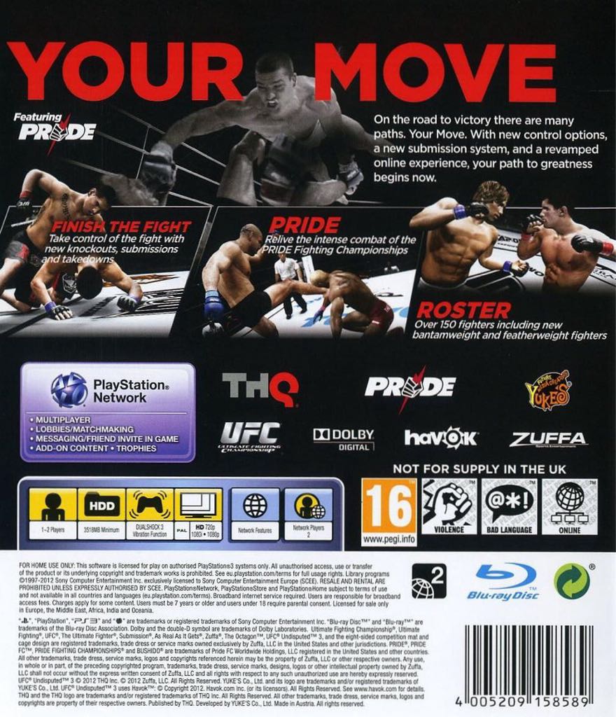 UFC Undisputed 3 - Sony PlayStation 3 (PS3) (THQ) video game collectible - Main Image 2