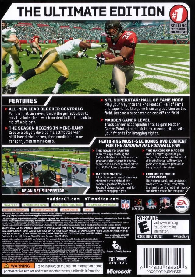 Madden NFL 07 Hall Of Fame Edition - Microsoft Xbox 360 video game collectible - Main Image 2