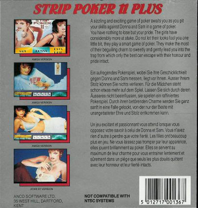 Strip Poker 2 - Commodore Amiga (Artworx) video game collectible - Main Image 3