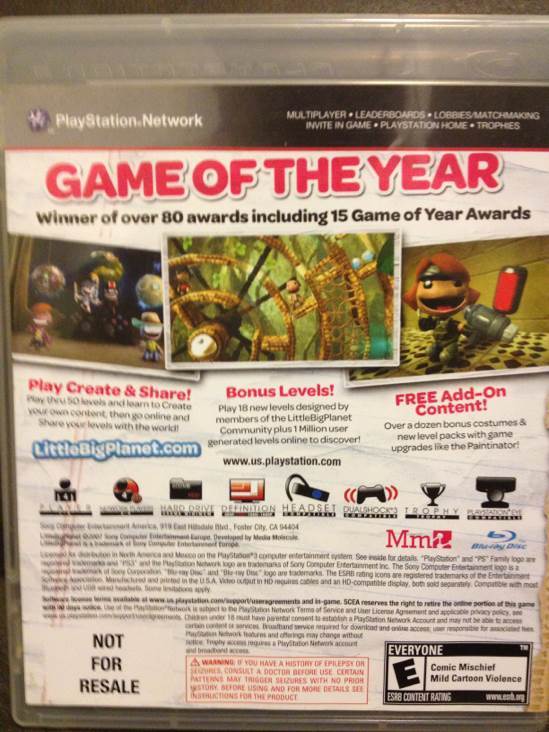Little Big Planet Game Of The Year Edition - Sony PlayStation 3 (PS3) video game collectible - Main Image 2