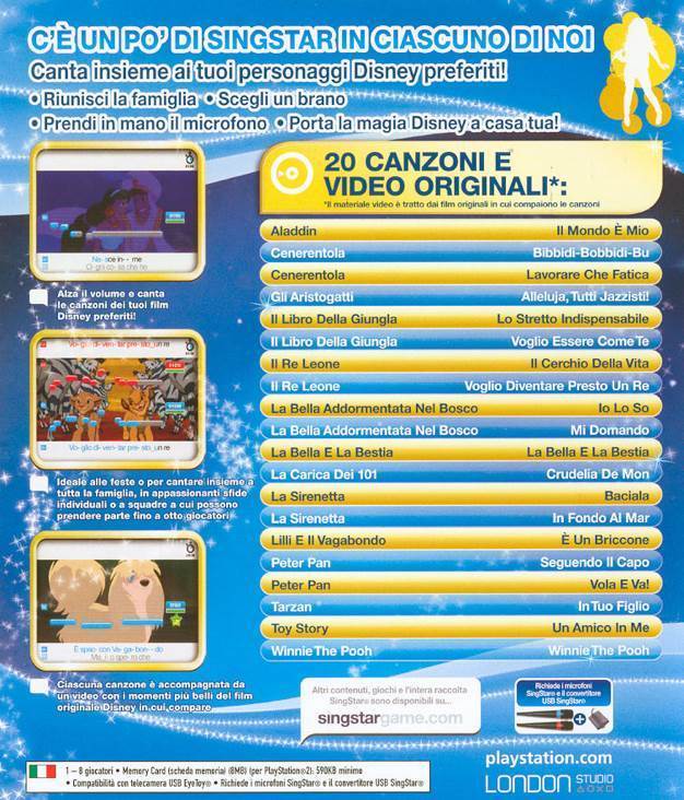 Singstar E La Magia Disney - Sony PlayStation 2 (PS2) (Sony Computer Entertainement - 1-8) video game collectible [Barcode 711719744351] - Main Image 2