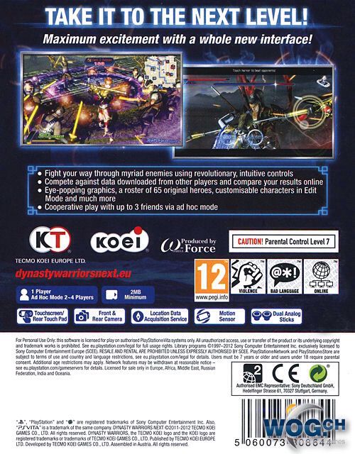 Dynasty Warriors Next - Sony PlayStation Vita (PS Vita) (Koei - 1-4) video game collectible [Barcode 040198002219] - Main Image 2
