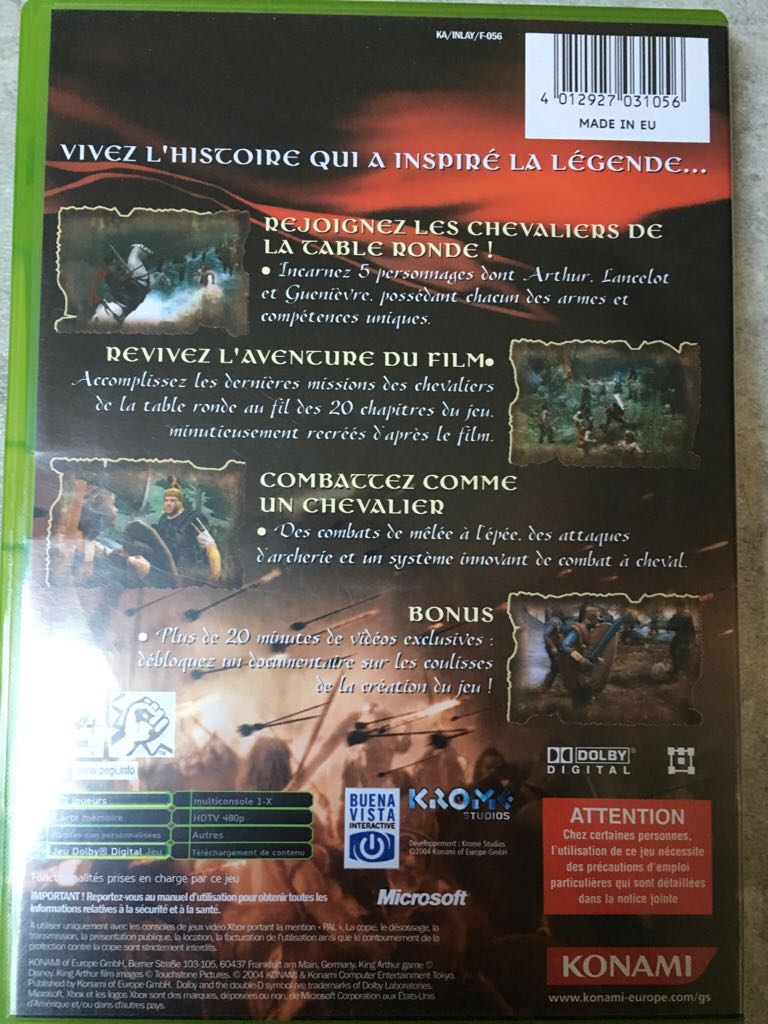 Le Roi Arthur - Microsoft Xbox (Konami) video game collectible - Main Image 2