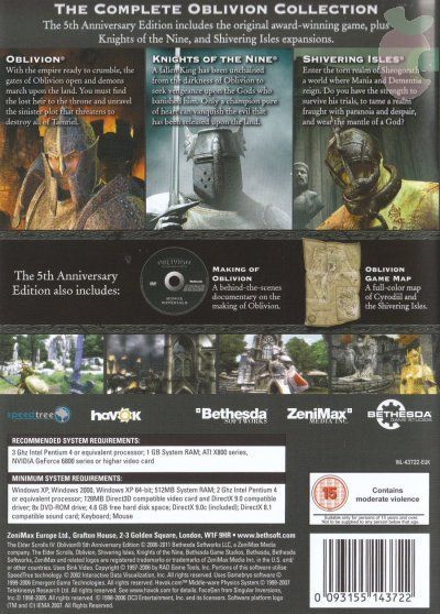 The Elder Scrolls IV: Oblivion (5th Anniversary Edition) - PC (2K Games - 1) video game collectible [Barcode 093155143746] - Main Image 2