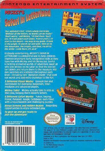 Mickey’s Safari In Letterland - Nintendo Entertainment System (NES) (Hi Tech Expressions - 1) video game collectible - Main Image 2