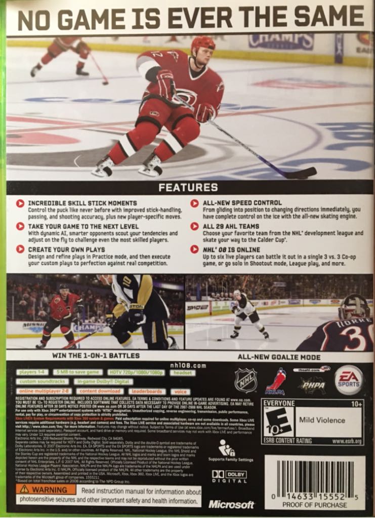 NHL 2008 - Microsoft Xbox 360 (Electronic Arts/EA Games - 4) video game collectible [Barcode 014633155525] - Main Image 2