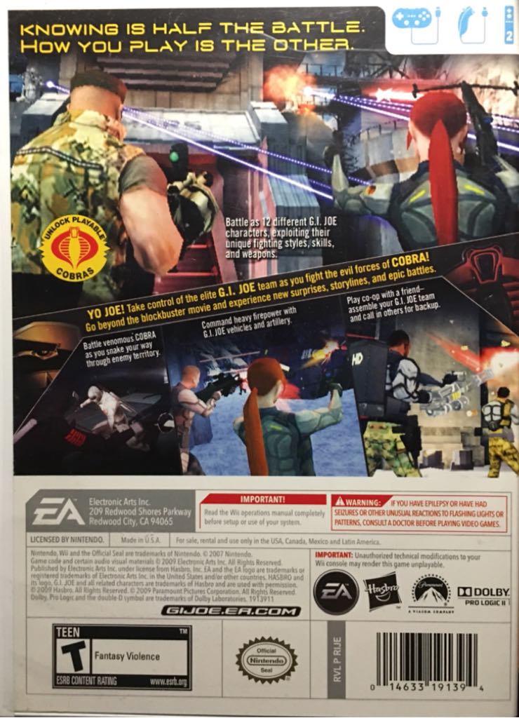 G.I. Joe: The Rise Of Cobra - Nintendo Wii (EA / Electronic Arts - 1-2) video game collectible [Barcode 014633191394] - Main Image 2
