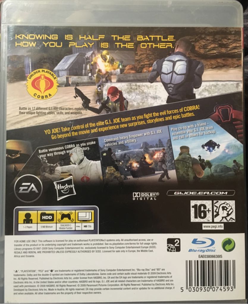 G.I.JOE: The Rise of Cobra - Sony PlayStation 3 (PS3) ((EA) Electronic Arts - 1-2) video game collectible [Barcode 5030930074593] - Main Image 2