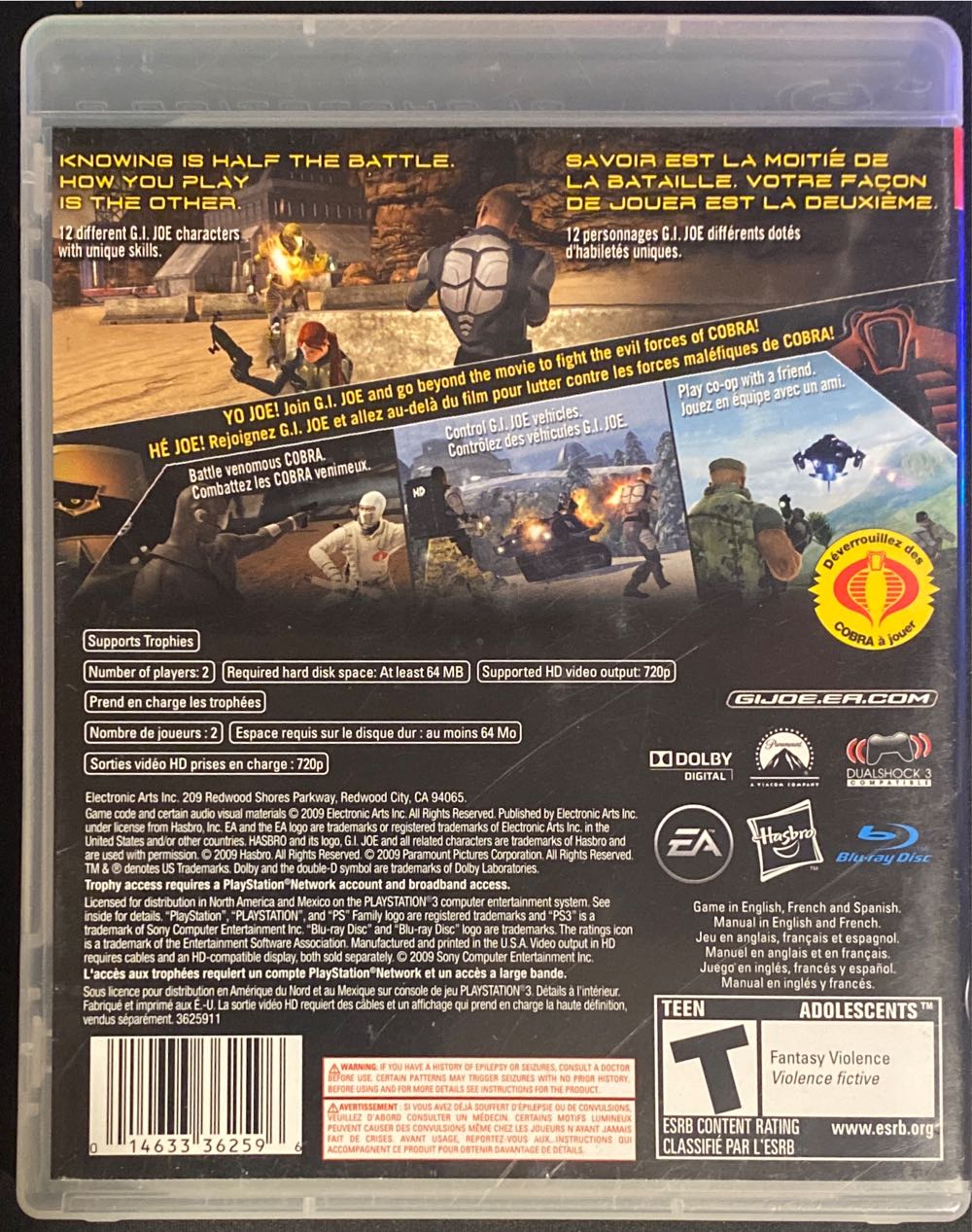 G.I. Joe: The Rise of Cobra - Sony PlayStation 3 (PS3) (Electronic Arts - 2) video game collectible [Barcode 014633362596] - Main Image 2