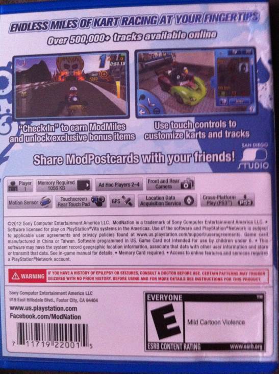 ModNation Racers: Road Trip - Sony PlayStation Vita (PS Vita) (Sony Computer Entertainment - 1) video game collectible [Barcode 711719220015] - Main Image 2
