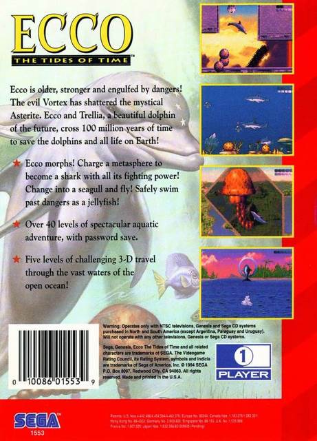 Ecco: The Tides Of Time - Sega Genesis (Mega Drive) (Sega - 1) video game collectible [Barcode 010086015539] - Main Image 2