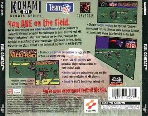 NFL Full Contact - Sony PlayStation (Konami - 1-2) video game collectible [Barcode 083717170075] - Main Image 2