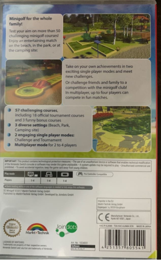 3D Mini Golf - Nintendo Switch (Markt + Technik - 4) video game collectible [Barcode 4251357805541] - Main Image 2
