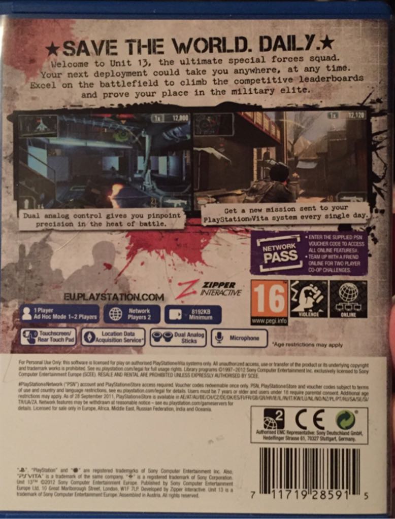 Unit 13 - Sony PlayStation Portable (PSP) (Zipper Interactive - 1) video game collectible [Barcode 711719285915] - Main Image 2