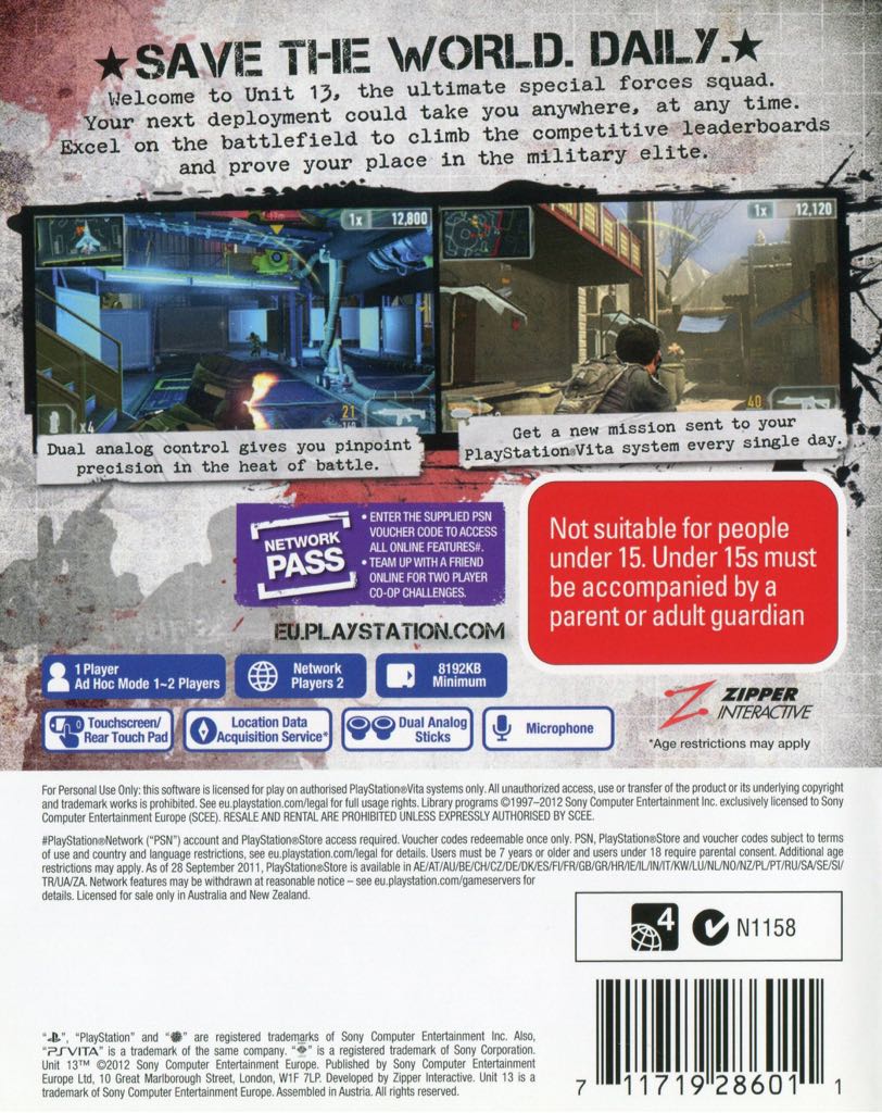 Unit 13 - Sony PlayStation Vita (PS Vita) (Sony Computer Entertainment - 2) video game collectible [Barcode 711719286219] - Main Image 2