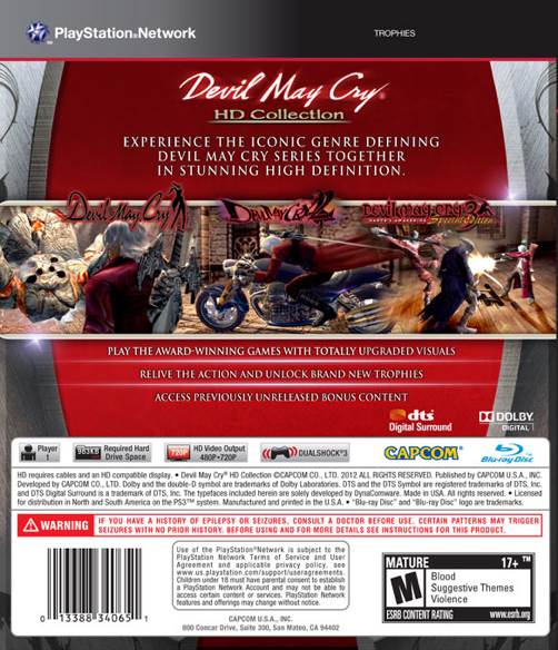 Devil May Cry 1 - 3: HD Collection - Sony PlayStation 3 (PS3) (Capcom - 1) video game collectible [Barcode 013388340415] - Main Image 2