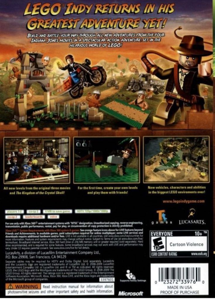 LEGO: Indiana Jones 2 - The Adventure Continues (Classics) - Microsoft Xbox 360 (LucasArts - 1-2) video game collectible [Barcode 8717418420239] - Main Image 2