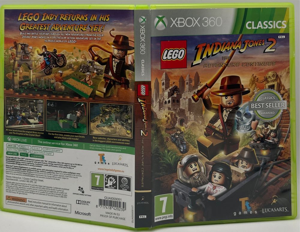 LEGO: Indiana Jones 2 - The Adventure Continues (Classics) - Microsoft Xbox 360 (LucasArts - 1-2) video game collectible [Barcode 8717418420239] - Main Image 3