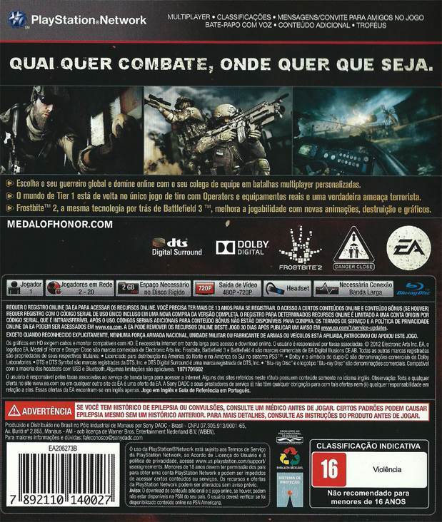 Medal Of Honor: Warfighter - Sony PlayStation 3 (PS3) (Electronic Arts - 1) video game collectible [Barcode 7892110140027] - Main Image 2