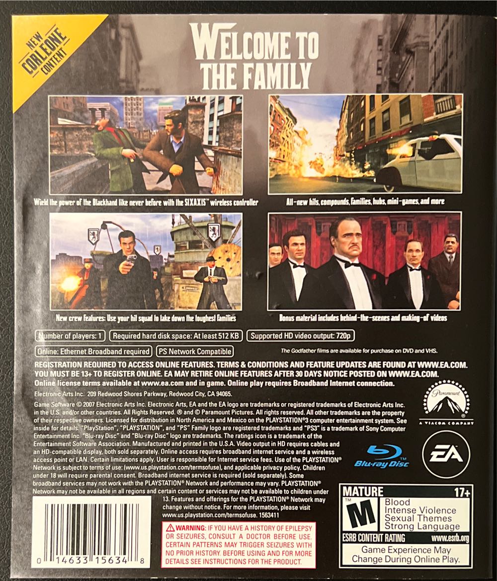 The Godfather: The Don’s Edition - Sony PlayStation 3 (PS3) (Electronic Arts - 1) video game collectible [Barcode 014633156348] - Main Image 3