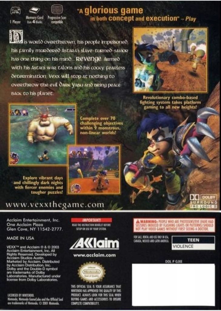 VEXX - Nintendo GameCube (Acclaim Entertainment - 1) video game collectible [Barcode 021481652762] - Main Image 2