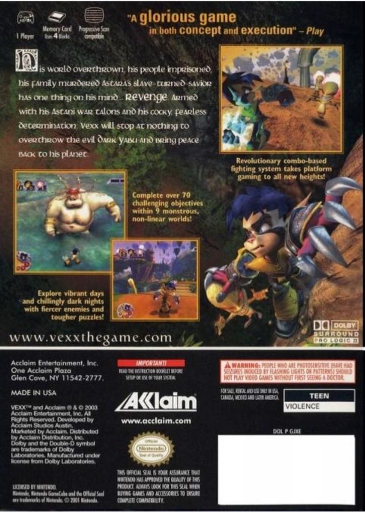 Vexx - Nintendo GameCube (Acclaim Entertainment - 1) video game collectible [Barcode 021481652762] - Main Image 2