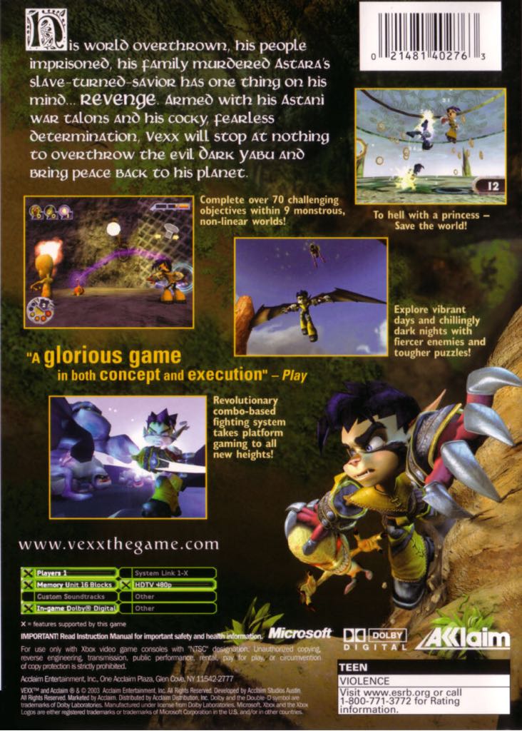 Vexx - Nintendo GameCube (Acclaim Enternainment - 1) video game collectible [Barcode 3455196527621] - Main Image 2